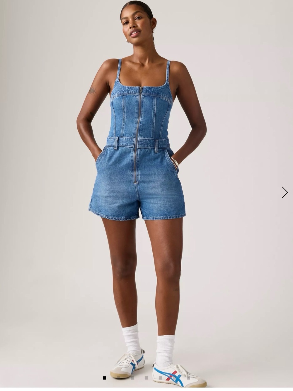 NWT Levi's Medium Blue Denim Zip Front Romper